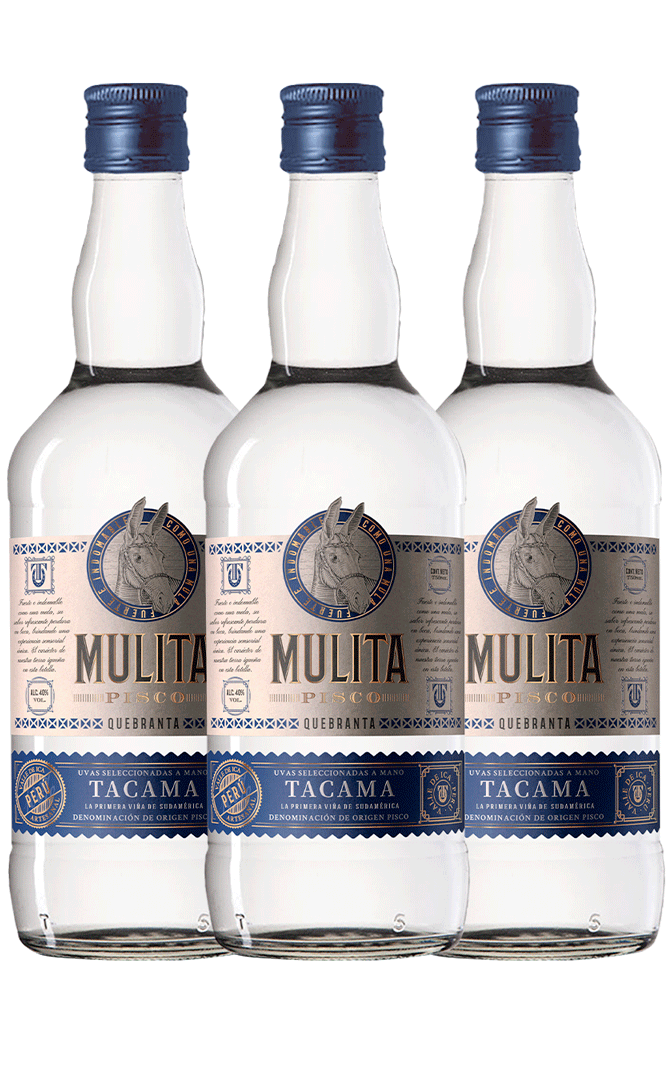 Pisco Mulita Quebranta x 3 botellas